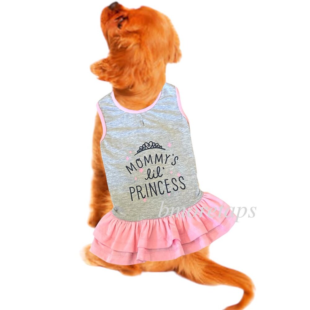 MOMMYS LIL PRINCESS Size MEDIUM Pet Dog Cat Dress Gray Pink Tutu Bailey & Bella